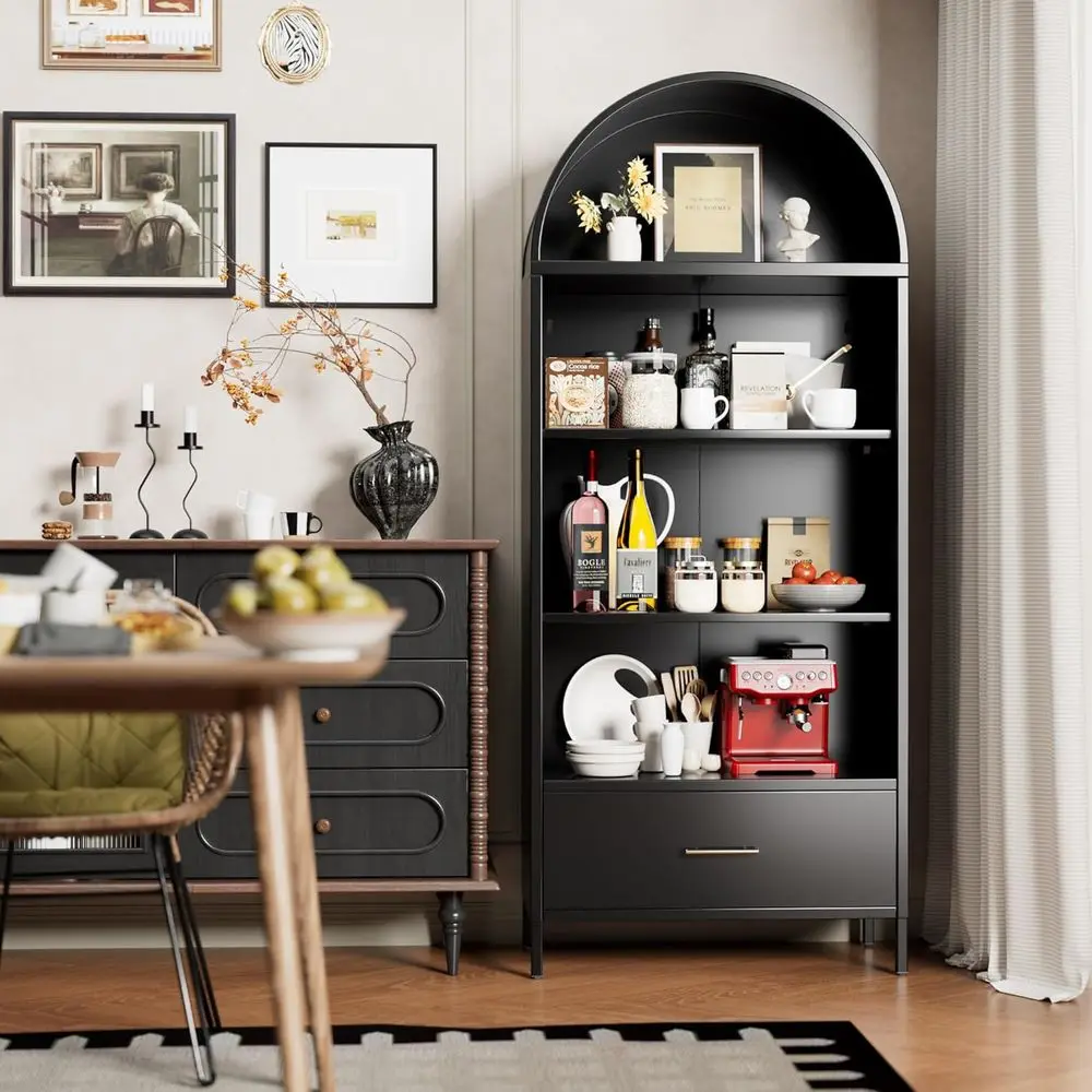 Arched Metal Bookcase Cabinet with 2 Adjustable Shelves for Home or Office, Black
Arched Metal Bookcase Cabinet with 2 Adjustable Shelves for Home or Office, Black