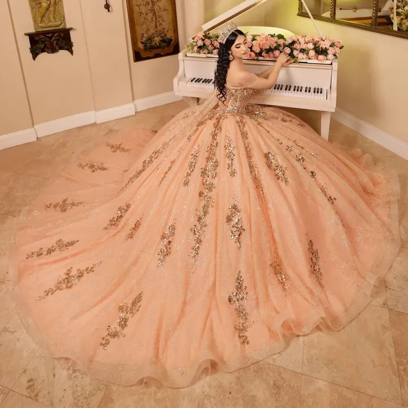 Luxury Pink Shiny Quinceanera Dress Off Shoulder Applie Flower Beads Tull Dresses 15 Of XV Years XV Brithday Sweet 16 Dress
Luxury Pink Shiny Quinceanera Dress Off Shoulder Applie Flower Beads Tull Dresses 15 Of XV Years XV Brithday Sweet 16 Dress