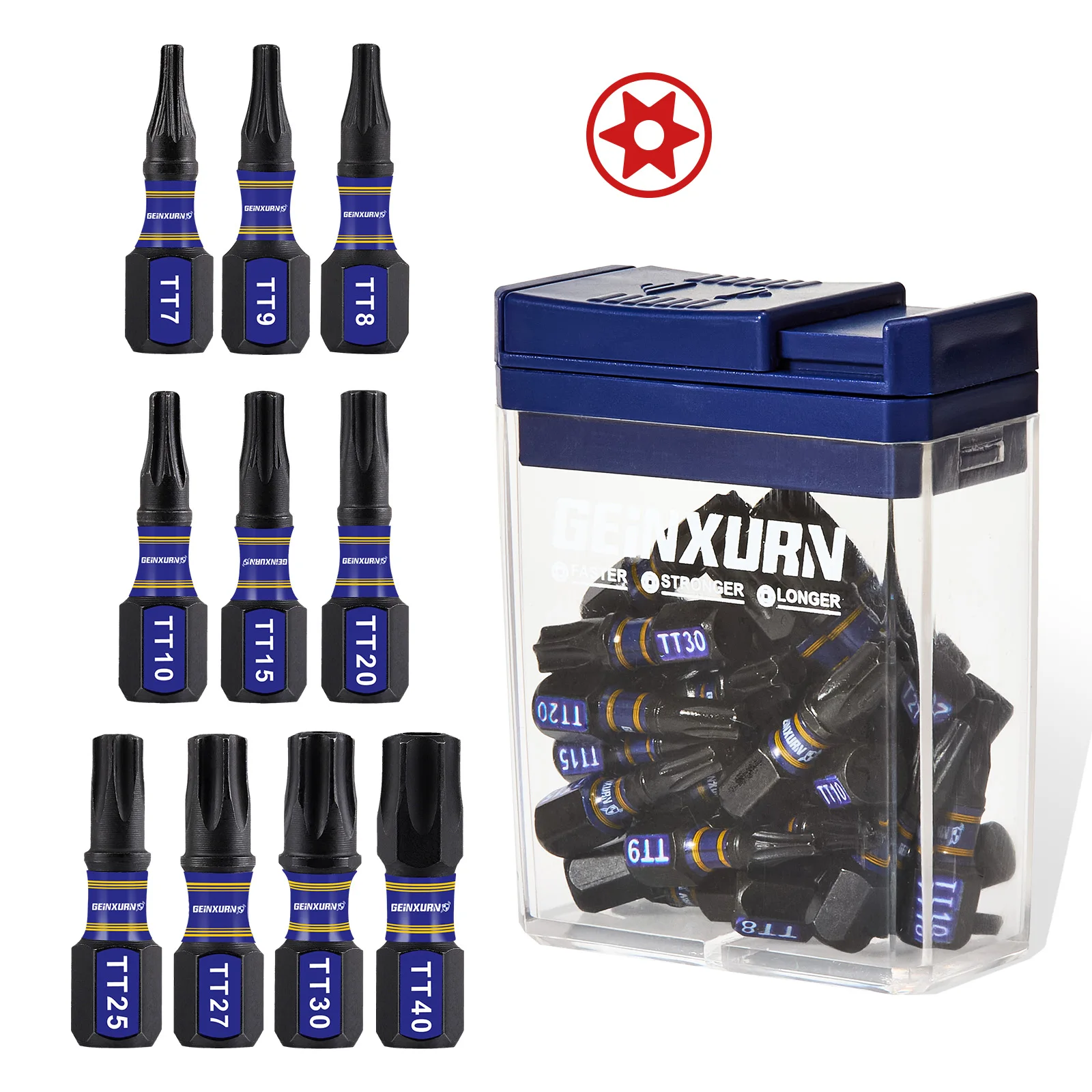 Geinxurn 30 PCS 1'' Impact Security Torx Screwdriver Bits Set(TT7-TT40), S2 Steel Driver Bits with Storage Colorful Box(Blue)
Geinxurn 30 PCS 1'' Impact Security Torx Screwdriver Bits Set(TT7-TT40), S2 Steel Driver Bits with Storage Colorful Box(Blue)