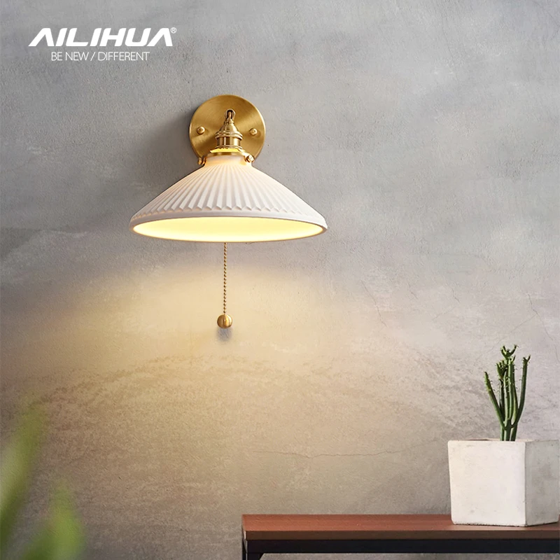 Wabi Sabi retro bedroom bedside lamp ceramic background wall with pull cord switch homestay art wall lamp
Wabi Sabi retro bedroom bedside lamp ceramic background wall with pull cord switch homestay art wall lamp