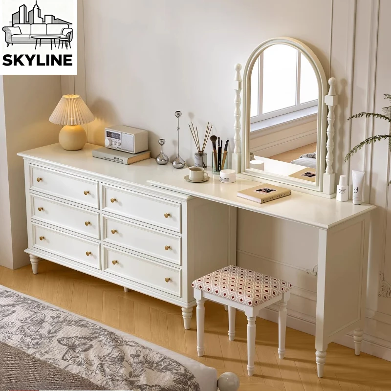 Solid wood dresser, bedroom, retractable makeup table, corner storage cabinet
Solid wood dresser, bedroom, retractable makeup table, corner storage cabinet
