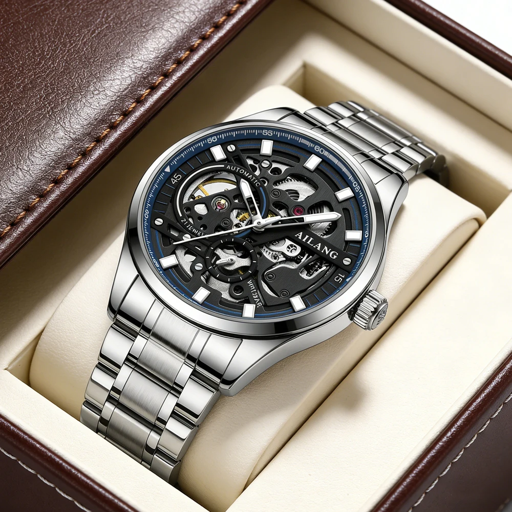 Мужские механические часы AILANG Fashion Skeleton, из нержавеющей стали, водонепроницаемые, светящиеся, в стиле стимпанк, автоматические, Montre Homme
Мужские механические часы AILANG Fashion Skeleton, из нержавеющей стали, водонепроницаемые, светящиеся, в стиле стимпанк, автоматические, Montre Homme