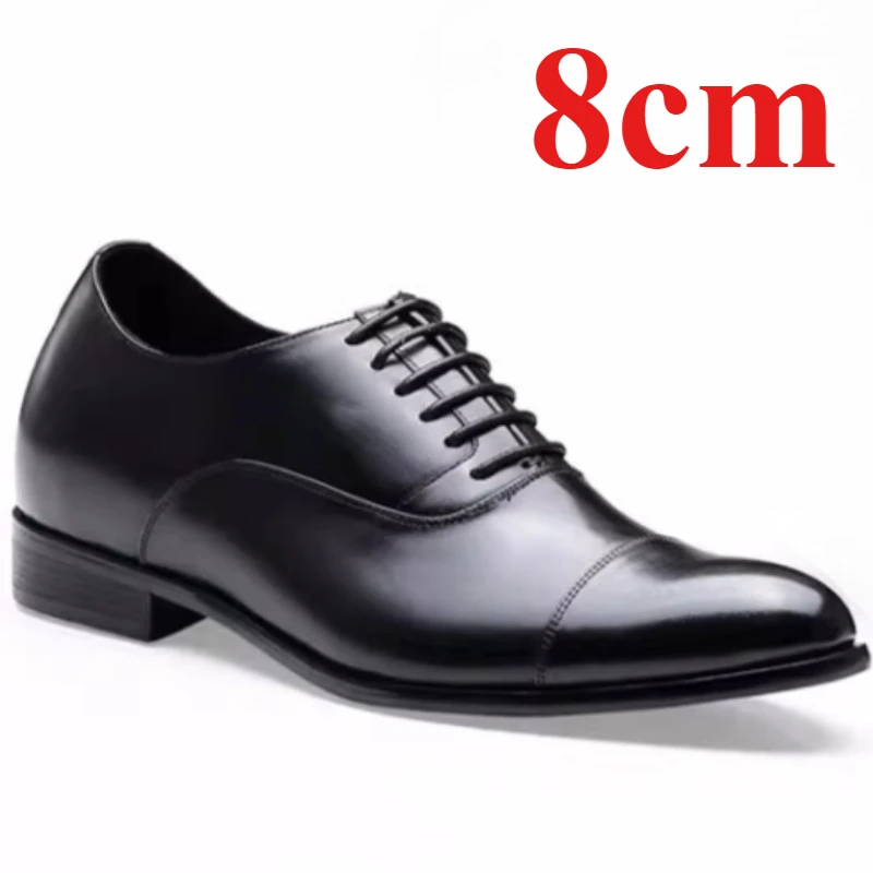 Мужские туфли-увеличители роста из натуральной кожи с острым носком, 8 см, легкие, удобные, деловые, с невидимым увеличением роста
Мужские туфли-увеличители роста из натуральной кожи с острым носком, 8 см, легкие, удобные, деловые, с невидимым увеличением роста