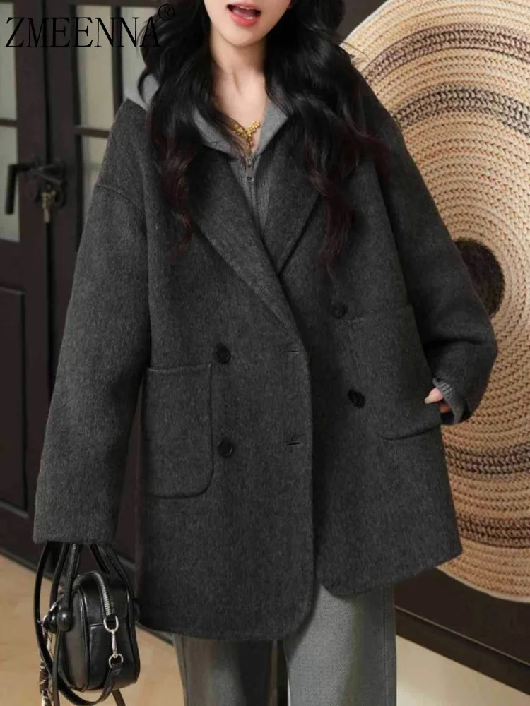 ZMEENNA Stylish Women's Double Breasted Wool Blend Coat With Pockets Warm Casual Outerwear For Fall Winter ZM3563
ZMEENNA Stylish Women's Double Breasted Wool Blend Coat With Pockets Warm Casual Outerwear For Fall Winter ZM3563