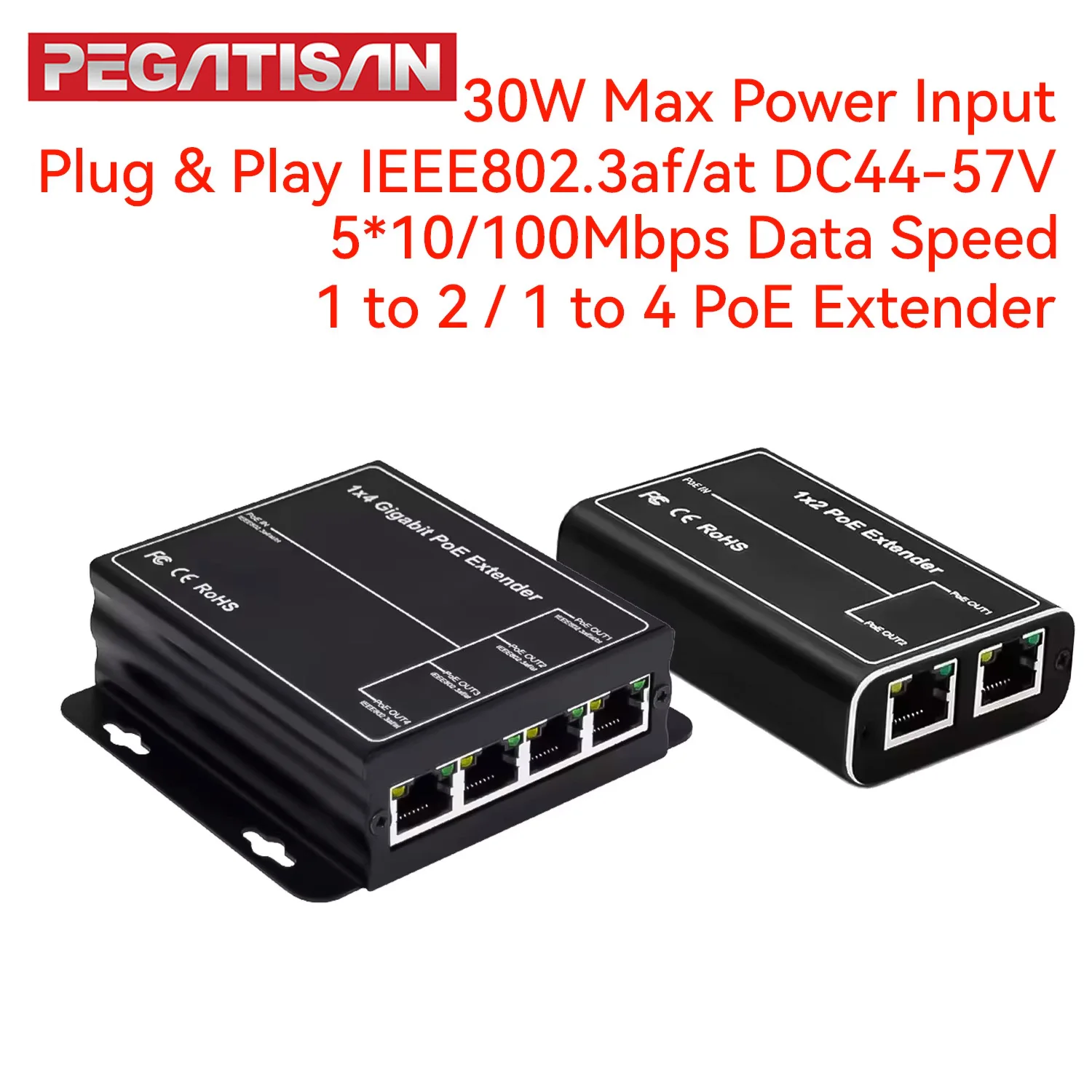 PEGATAH 4 Port POE Extender 2 Port 100M Network Switch Repeater 30W IEEE802.3af at Plug Play for PoE Switch NVR IP Camera
PEGATAH 4 Port POE Extender 2 Port 100M Network Switch Repeater 30W IEEE802.3af at Plug Play for PoE Switch NVR IP Camera