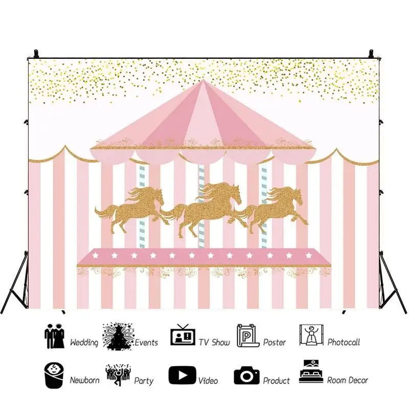 Pink and White Striped Carousel Baby Shower Portrait Photography Background Vinyl Backdrop Birthday Party Photocall Studio Props
Pink and White Striped Carousel Baby Shower Portrait Photography Background Vinyl Backdrop Birthday Party Photocall Studio Props