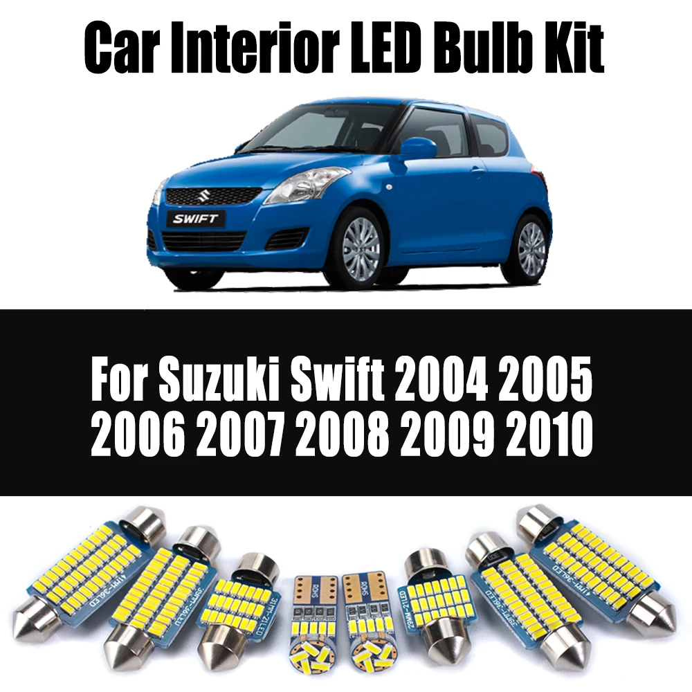 8Pcs Canbus For Suzuki Swift 2004- 2008 2009 2010 Accessories Car LED Interior Dome Trunk License Plate Reading Bulbs Light Kit
8Pcs Canbus For Suzuki Swift 2004- 2008 2009 2010 Accessories Car LED Interior Dome Trunk License Plate Reading Bulbs Light Kit