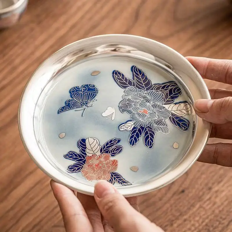 1PC Hand Painted 999 Silver Peony Pot Bearing Dry Bubble Table Household Refreshment Plate Chinese Teapot Mat Cover Bowl Holder
1PC Hand Painted 999 Silver Peony Pot Bearing Dry Bubble Table Household Refreshment Plate Chinese Teapot Mat Cover Bowl Holder