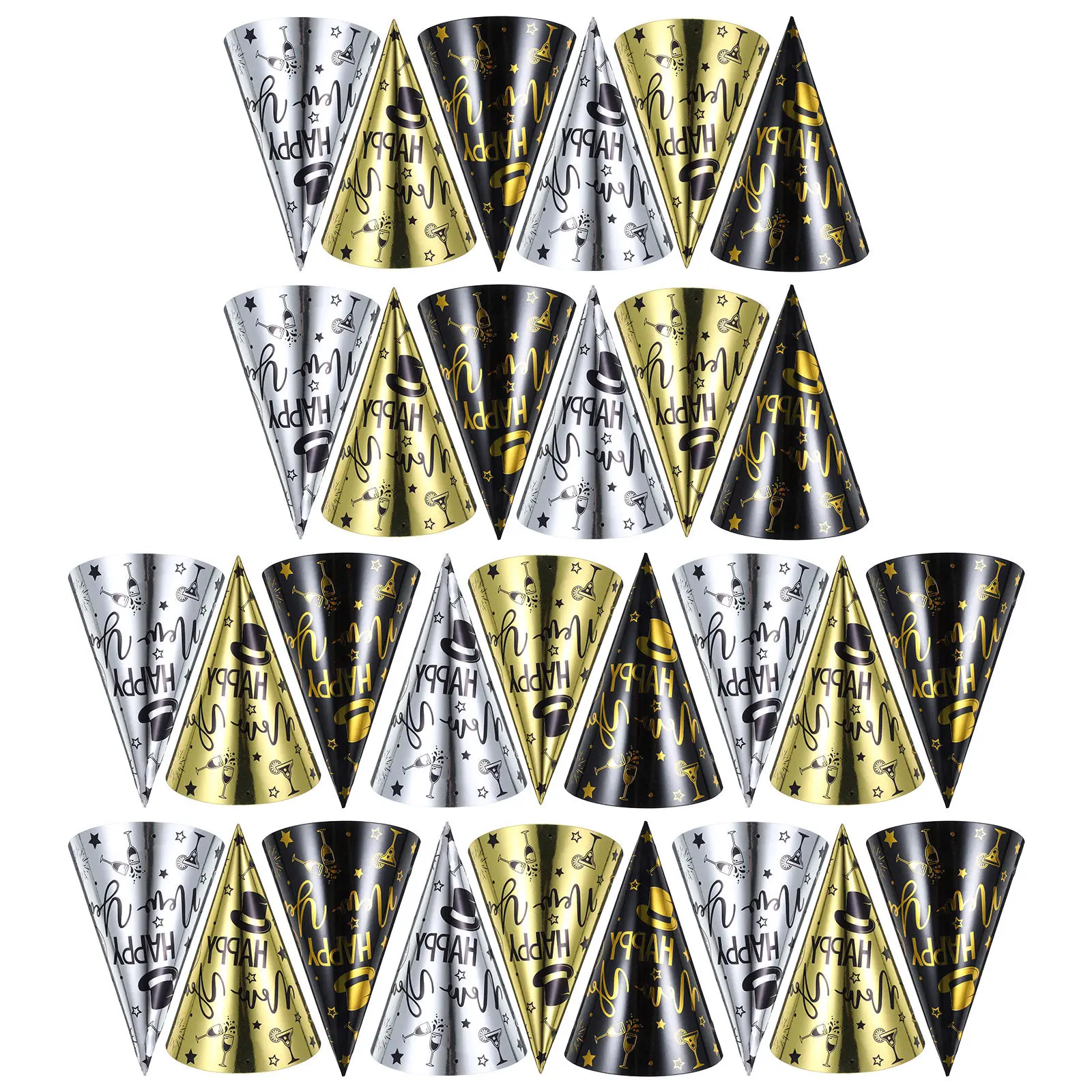 30 шт. праздничных шапок на Новый год 2025, легкие бумажные колпаки для вечеринок и семейных мероприятий, многоразовые оригинальные головные уборы
30 шт. праздничных шапок на Новый год 2025, легкие бумажные колпаки для вечеринок и семейных мероприятий, многоразовые оригинальные головные уборы