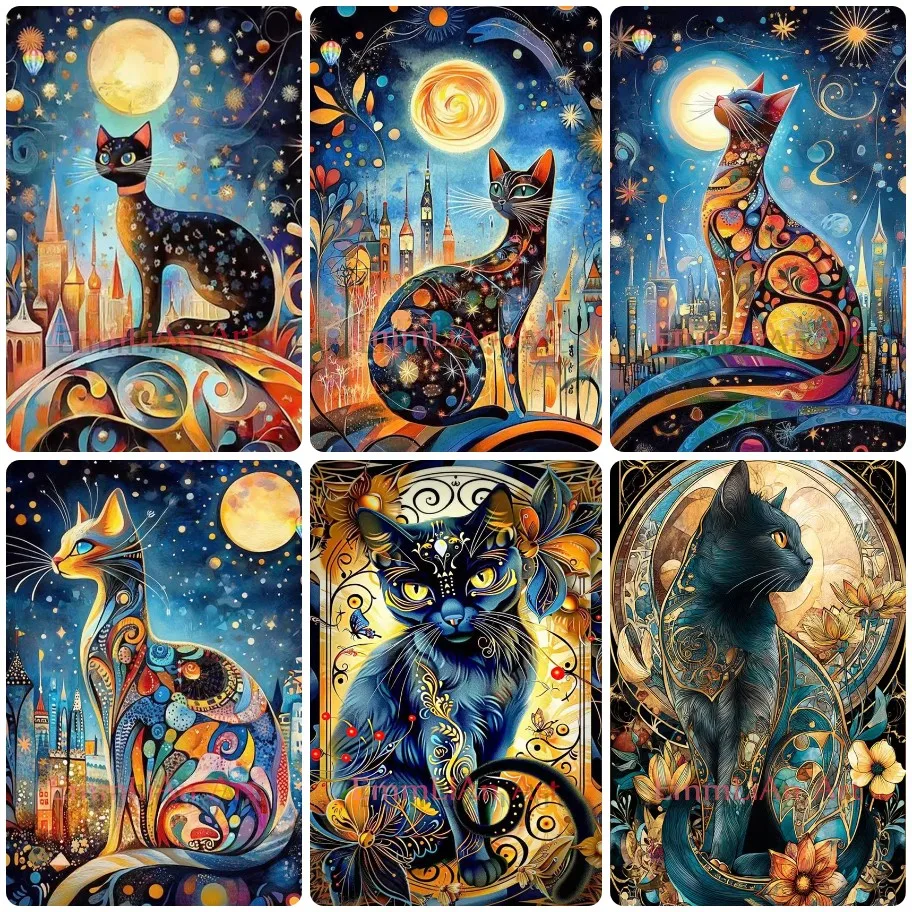 Van Gogh Starry Night Cat Jigsaw Puzzle, Color Swirl Floral Black Kitten European Castle Moon City Night Folk Art Wall Decor
Van Gogh Starry Night Cat Jigsaw Puzzle, Color Swirl Floral Black Kitten European Castle Moon City Night Folk Art Wall Decor