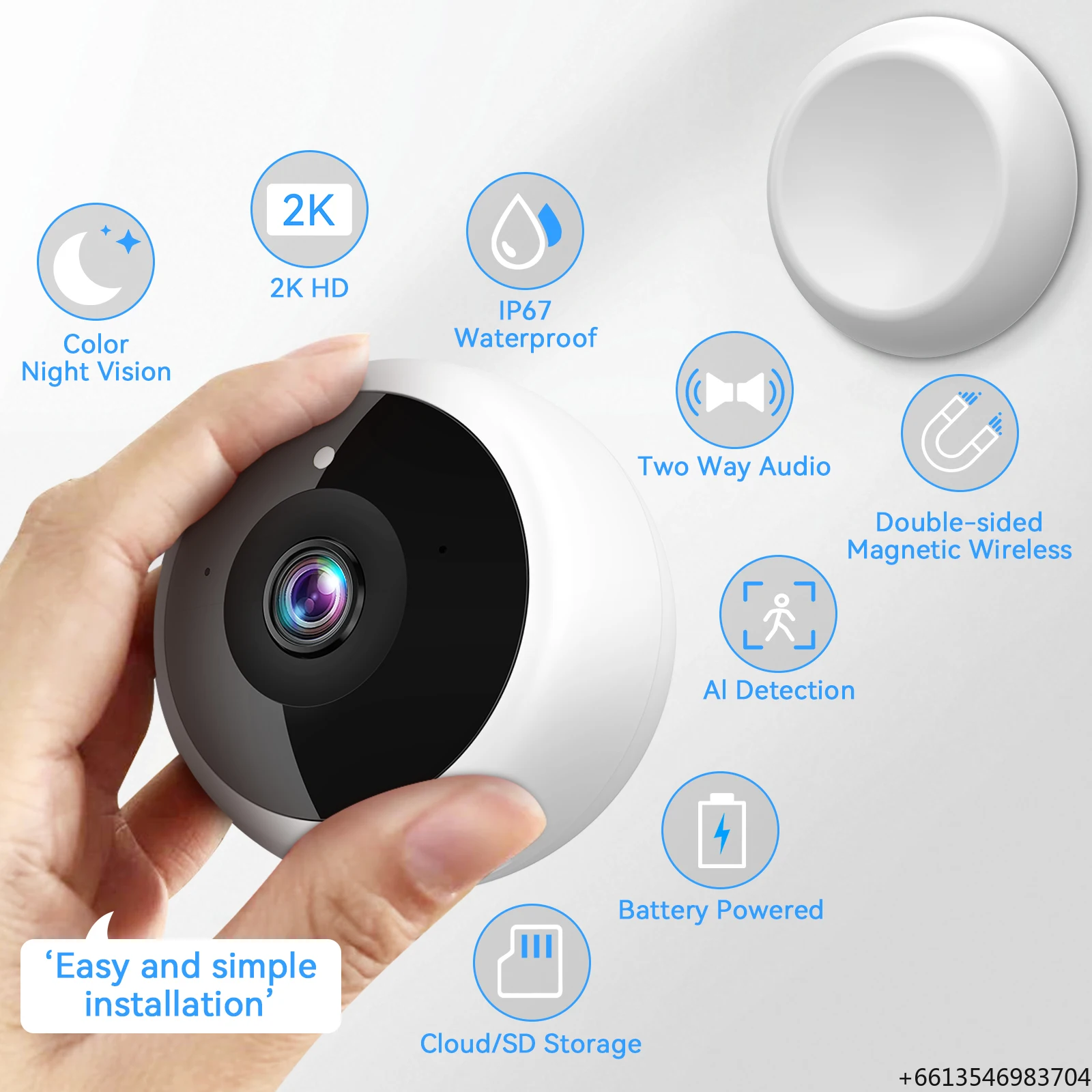 2K HD Video AI Motion Detection Security Camera - Wireless 2-Way Audio,IR Color Night Vision, Waterproof Magnetic
2K HD Video AI Motion Detection Security Camera - Wireless 2-Way Audio,IR Color Night Vision, Waterproof Magnetic
