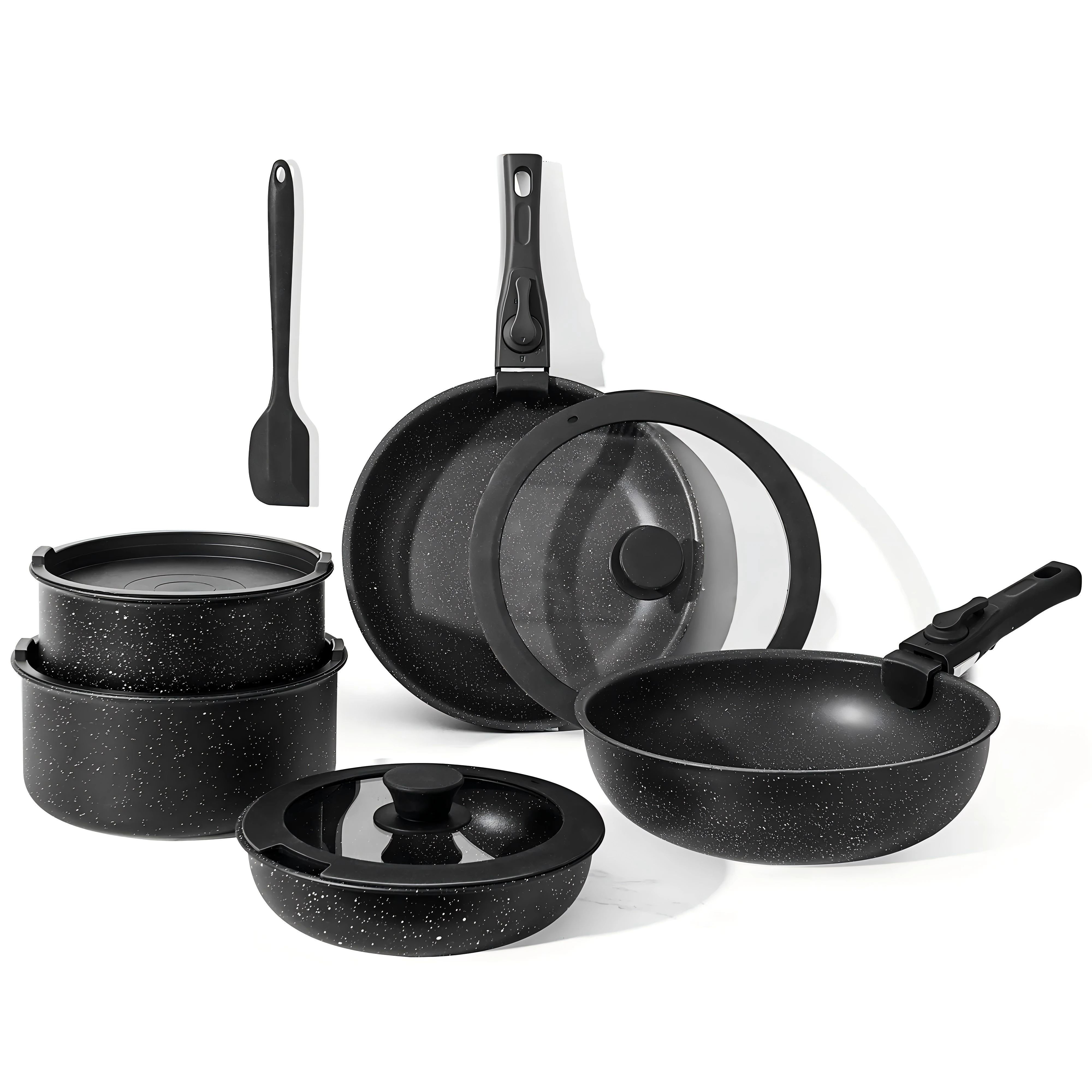 Non-stick Cookware Set Pot And Pan Detachable Kit Aluminum Alloy Induction Cookware Set for Healthy Cooking
Non-stick Cookware Set Pot And Pan Detachable Kit Aluminum Alloy Induction Cookware Set for Healthy Cooking