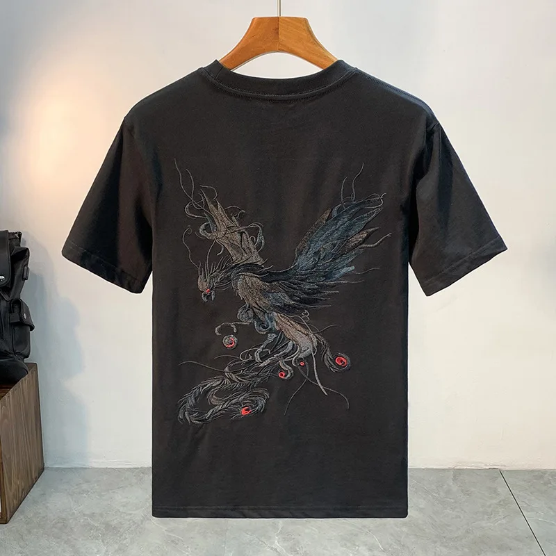 Chinese style high quality phoenix embroidery short sleeve T-shirt MEN'S trendy summer slim fit stretch casual fashion MEN'S top
Chinese style high quality phoenix embroidery short sleeve T-shirt MEN'S trendy summer slim fit stretch casual fashion MEN'S top