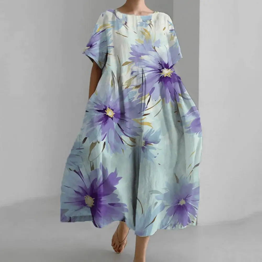 Lady Soft Midi Dress Bohemian Style Floral Printed Midi Dress for Women Loose Round Neck Short Sleeve Soft Oversized Beach
Lady Soft Midi Dress Bohemian Style Floral Printed Midi Dress for Women Loose Round Neck Short Sleeve Soft Oversized Beach