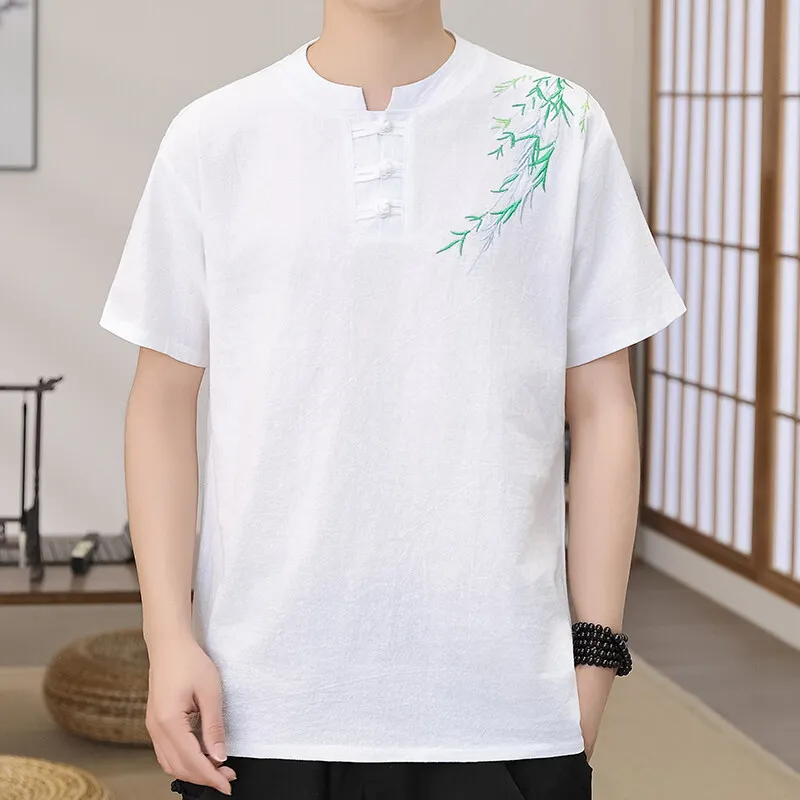 Traditional Chinese Style Linen Cotton Short Sleeve Shirt - Breathable Summer Casual Ethnic Embroidered Button-Up Top for Men
Traditional Chinese Style Linen Cotton Short Sleeve Shirt - Breathable Summer Casual Ethnic Embroidered Button-Up Top for Men