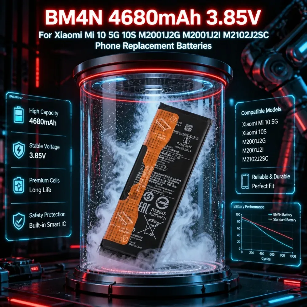 High Quality BM4N 4680mAh 3.85V Battery For Xiaomi Mi 10 5G 10S M2001J2G M2001J2I M2102J2SC Phone Replacement Batteries
High Quality BM4N 4680mAh 3.85V Battery For Xiaomi Mi 10 5G 10S M2001J2G M2001J2I M2102J2SC Phone Replacement Batteries