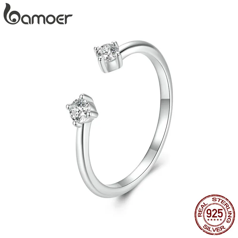 BAMOER Moissanite White Gold Plated Adjustable Ring 925 Sterling Silver Stackable 4-Prongs Open Ring for Women Minimalist Gift
BAMOER Moissanite White Gold Plated Adjustable Ring 925 Sterling Silver Stackable 4-Prongs Open Ring for Women Minimalist Gift
