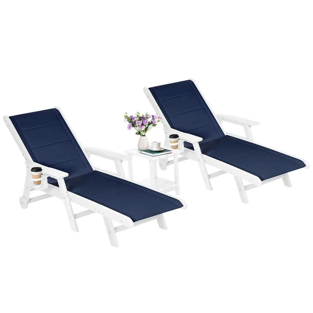 Chaise Lounge Chair with Table Set of 3, 5Position Adjustable Patio Lounge Chair with Wheels amp Cup Holder, HDPE Pool Lounge C
Chaise Lounge Chair with Table Set of 3, 5Position Adjustable Patio Lounge Chair with Wheels amp Cup Holder, HDPE Pool Lounge C