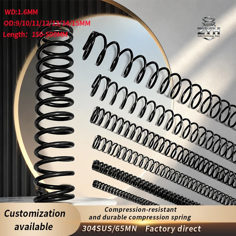304SUS/65MN spiral compression long spring WD1.6mm OD9-15mm Length150-500mm 1pcs hardware accessory precision compression spring
304SUS/65MN spiral compression long spring WD1.6mm OD9-15mm Length150-500mm 1pcs hardware accessory precision compression spring