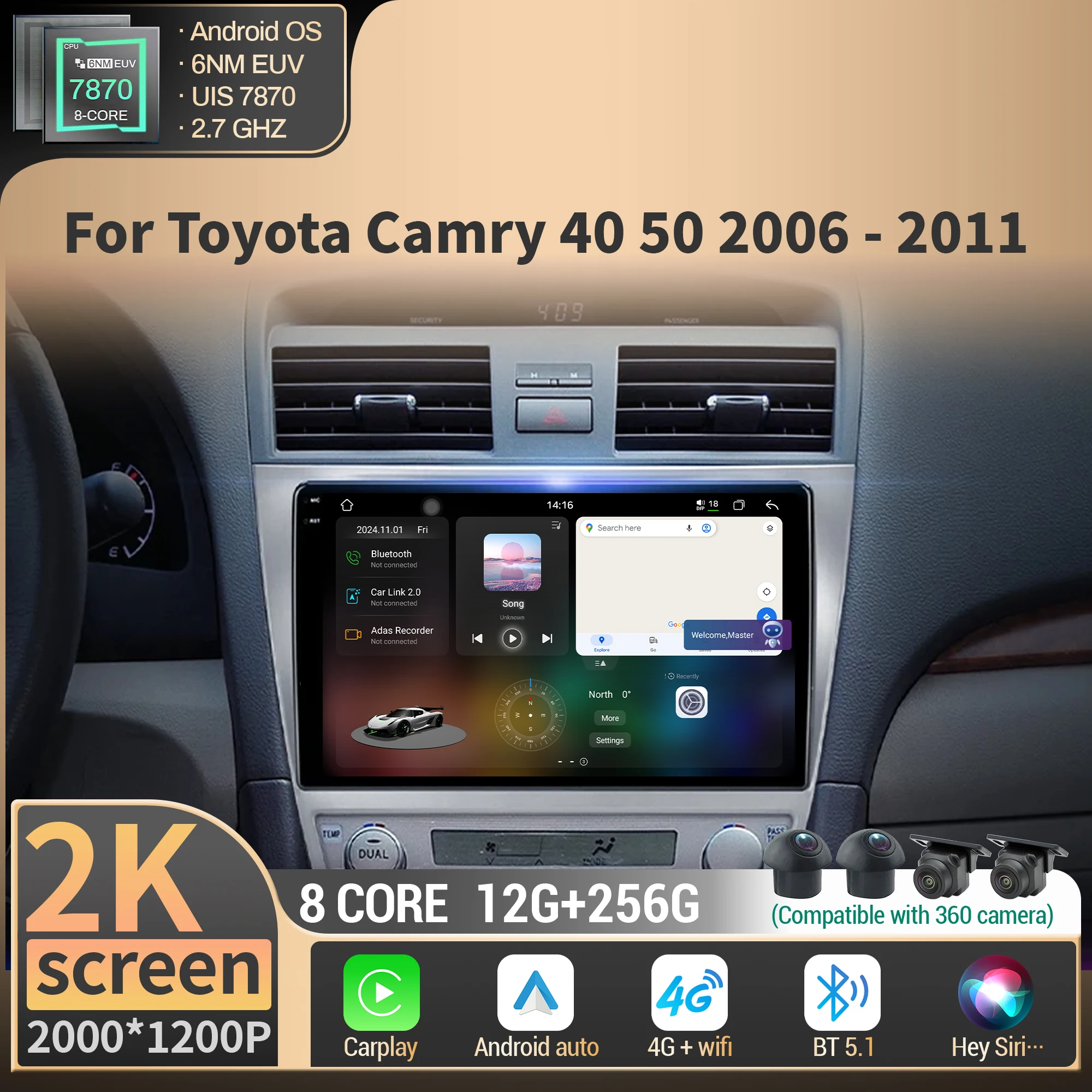 Car Radio Multimedia For Toyota Camry 40 50 2006-2011 Android Wireless Bluetooth Carplay 4G GPS CPU 7870 2K QLED Screen
Car Radio Multimedia For Toyota Camry 40 50 2006-2011 Android Wireless Bluetooth Carplay 4G GPS CPU 7870 2K QLED Screen