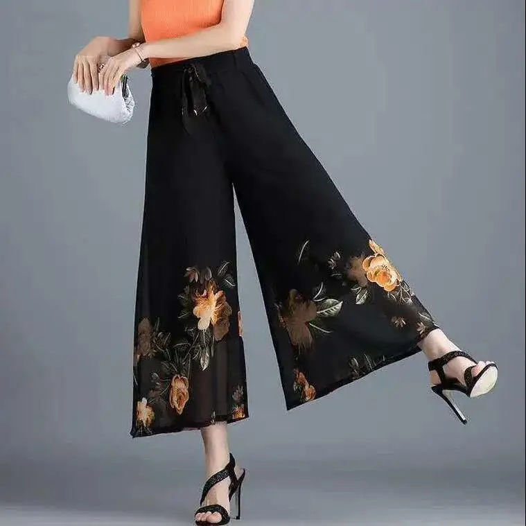 Trousers New Printing Low-waisted Chiffon Ankle-Length Pants Women Baggy Casual Wide Leg Pantalones Summer Streetwear L52
Trousers New Printing Low-waisted Chiffon Ankle-Length Pants Women Baggy Casual Wide Leg Pantalones Summer Streetwear L52