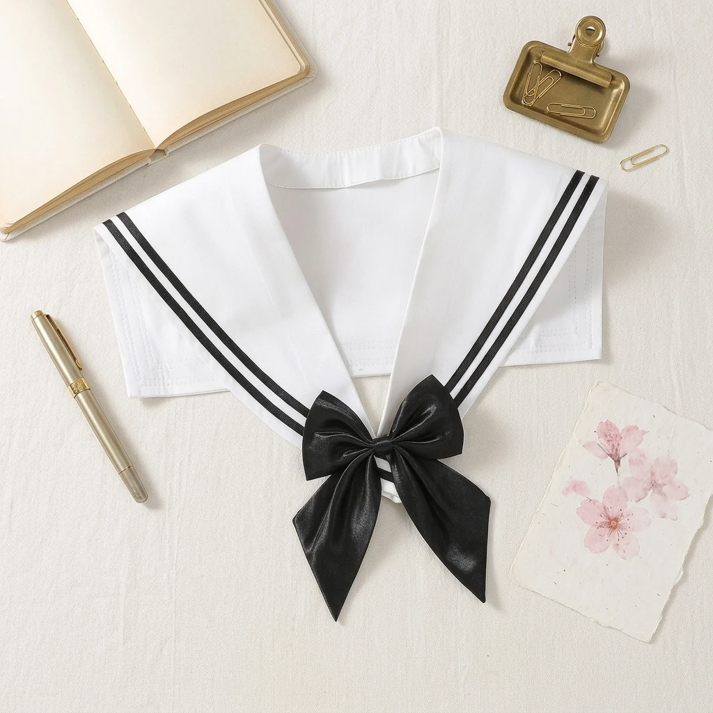Japanese Style School Uniform Collar With Black Bow-Tie Design Adjustable One Size Fits All
Japanese Style School Uniform Collar With Black Bow-Tie Design Adjustable One Size Fits All