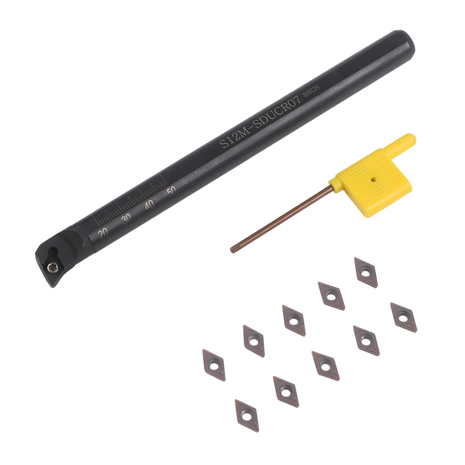 Practical Turning Replaces Tool Boring Bar Holder + DCMT0702 Carbide Insert T8 Wrench Part S12M-SDUCR07 12mm Stock
Practical Turning Replaces Tool Boring Bar Holder + DCMT0702 Carbide Insert T8 Wrench Part S12M-SDUCR07 12mm Stock