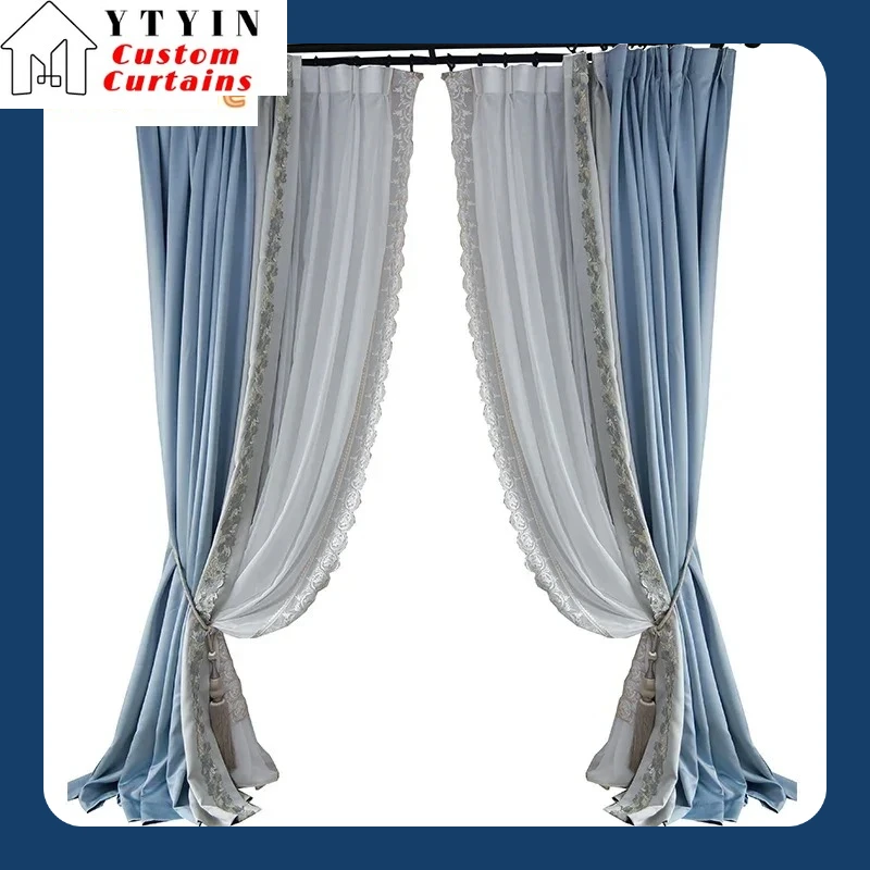 Modern Simple Curtains Light Bedroom Living Room High Precision Blue and Gray Color-blocking French Curtain Luxury Blackout
Modern Simple Curtains Light Bedroom Living Room High Precision Blue and Gray Color-blocking French Curtain Luxury Blackout