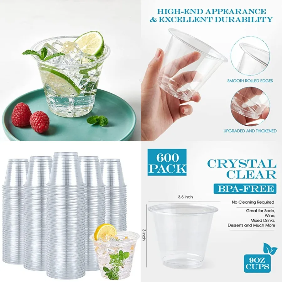 Pack 9 oz Clear Plastic Cups, Disposable Reusable Tumblers Crystal Clear PET Cups for Wedding, Thanksgiving, Halloween, Christm
Pack 9 oz Clear Plastic Cups, Disposable Reusable Tumblers Crystal Clear PET Cups for Wedding, Thanksgiving, Halloween, Christm