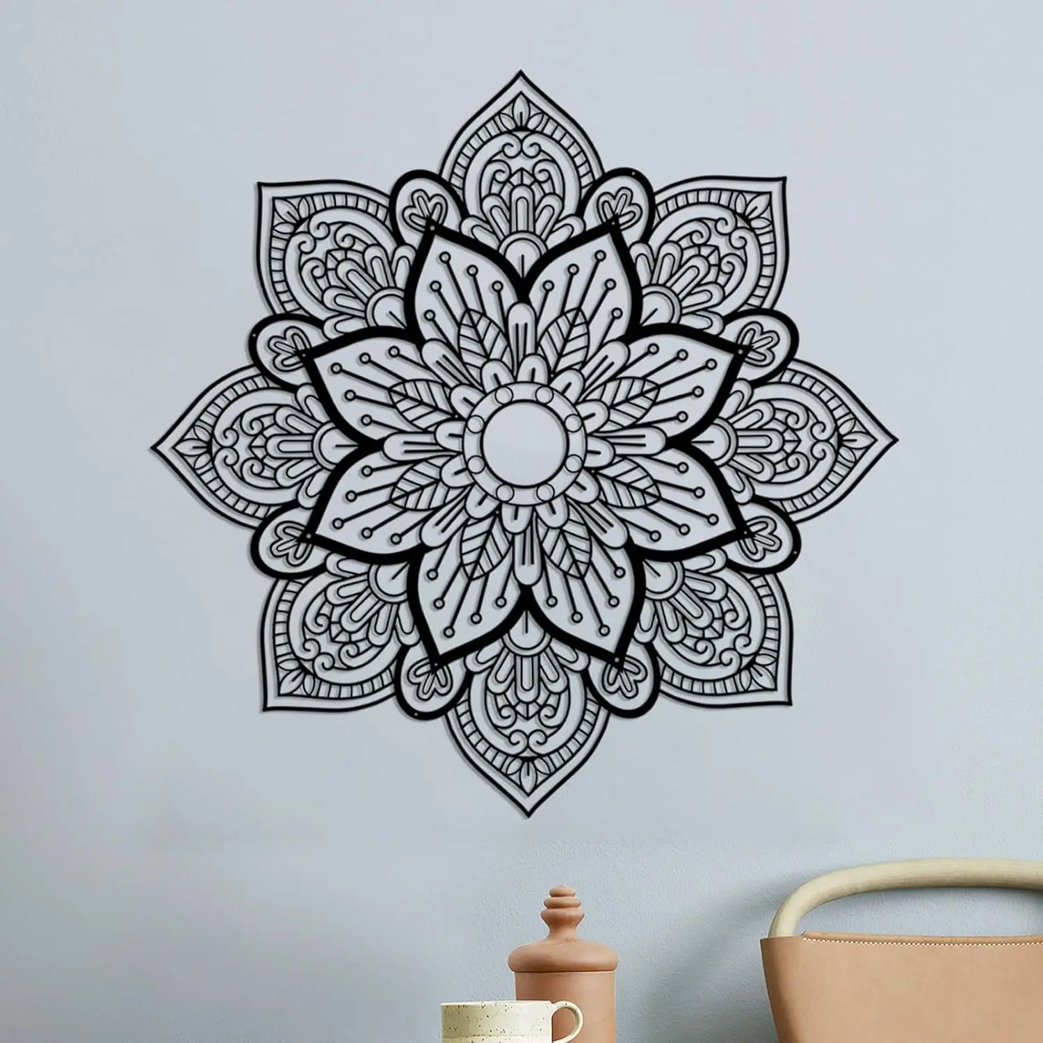 Black Large Metal Round Mandala Wall Decor, Unique Lotus Flower Wall Art for Living Room Bedroom Bathroom Corridor Home
Black Large Metal Round Mandala Wall Decor, Unique Lotus Flower Wall Art for Living Room Bedroom Bathroom Corridor Home