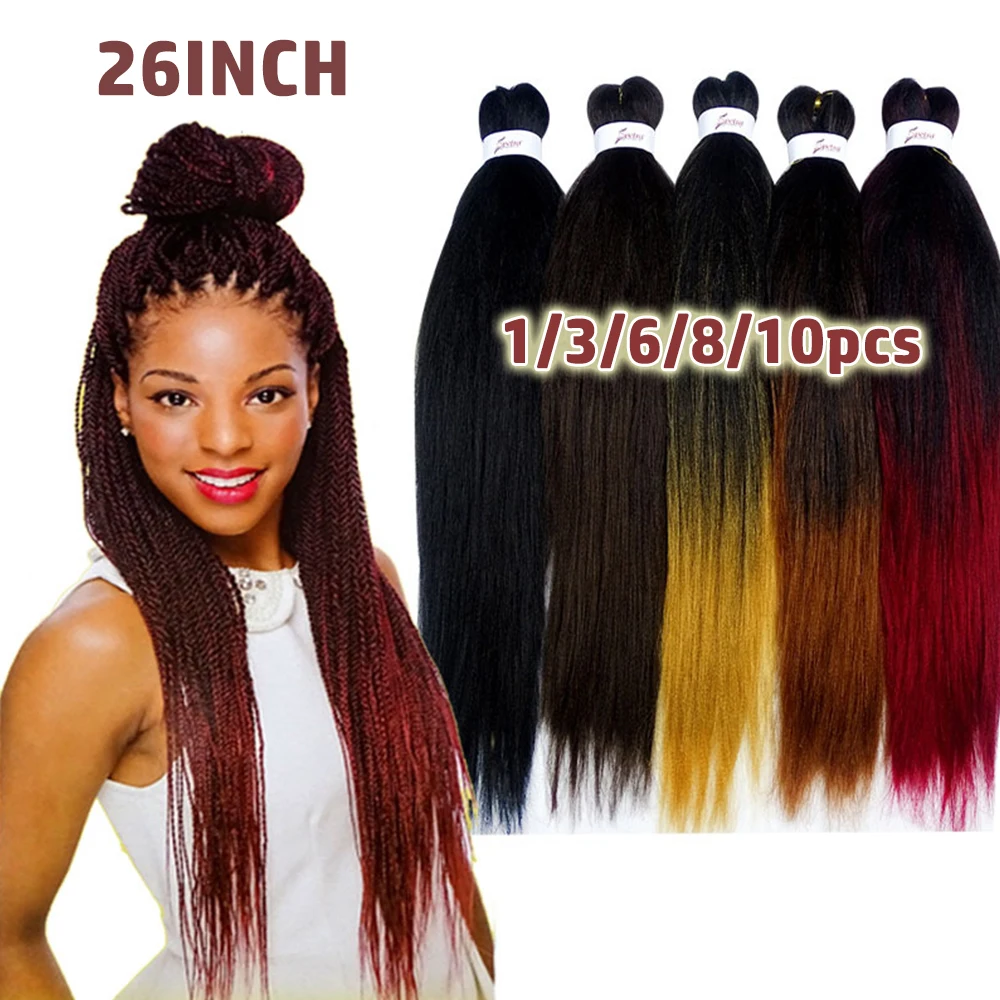 26Inch Braiding Hair Pre Stretched Braids Hair Extension Synthetic Extension Yaki Straight Fake Hairs 1/3/6/8/10pcs Jumbo Braids
26Inch Braiding Hair Pre Stretched Braids Hair Extension Synthetic Extension Yaki Straight Fake Hairs 1/3/6/8/10pcs Jumbo Braids