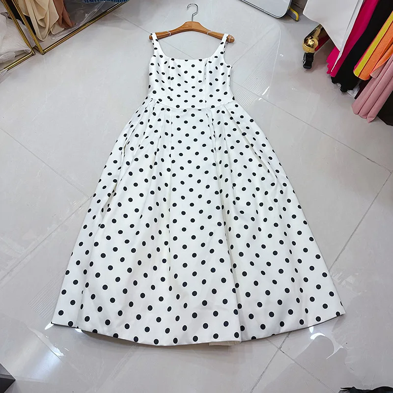 KT Women's Navy Blue Polka Dot Dress, Square Neck Sleeveless with Fitted Waist & A-Line Midi Skirt, Perfect for Brunch & Events
KT Women's Navy Blue Polka Dot Dress, Square Neck Sleeveless with Fitted Waist & A-Line Midi Skirt, Perfect for Brunch & Events