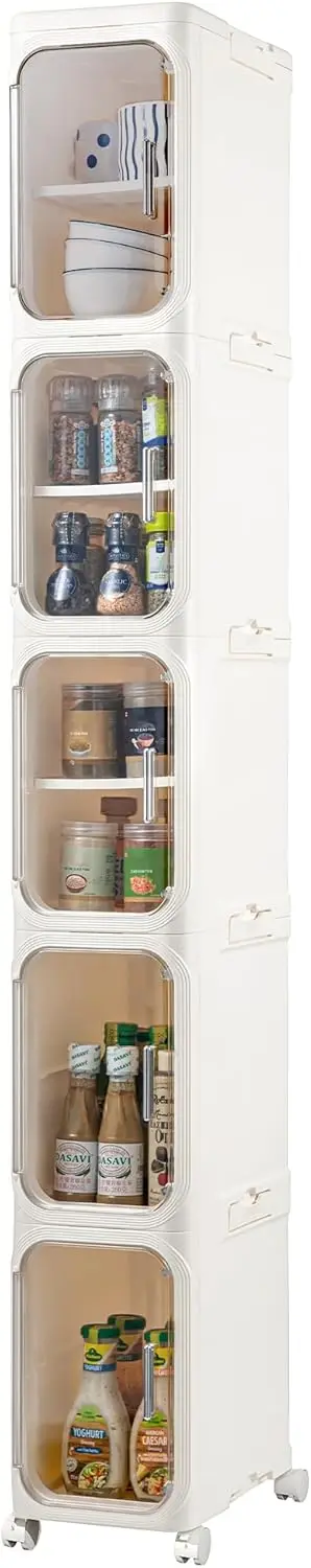 5-Tier Narrow Storage Cabinet on Wheels, Tall Slim Bathroom Organizer for Small Spaces, Beige
5-Tier Narrow Storage Cabinet on Wheels, Tall Slim Bathroom Organizer for Small Spaces, Beige