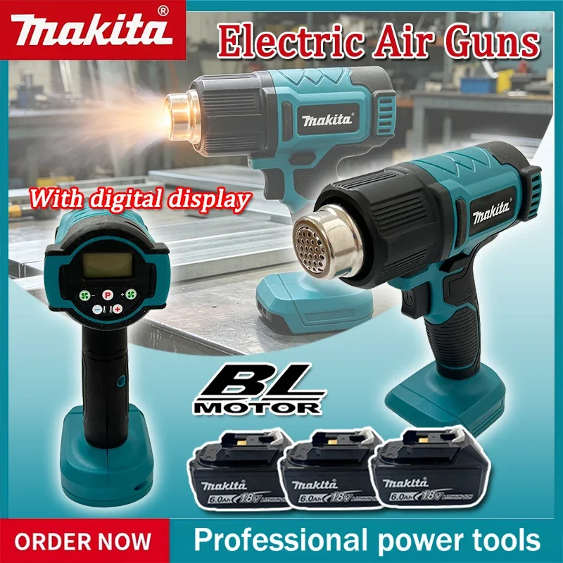 Makita Digital Display Electric Air Guns Cordless Heat Gun 2 Nozzles Industrial Shrink Wrapping Hot Air Gun for 18V Battery
Makita Digital Display Electric Air Guns Cordless Heat Gun 2 Nozzles Industrial Shrink Wrapping Hot Air Gun for 18V Battery