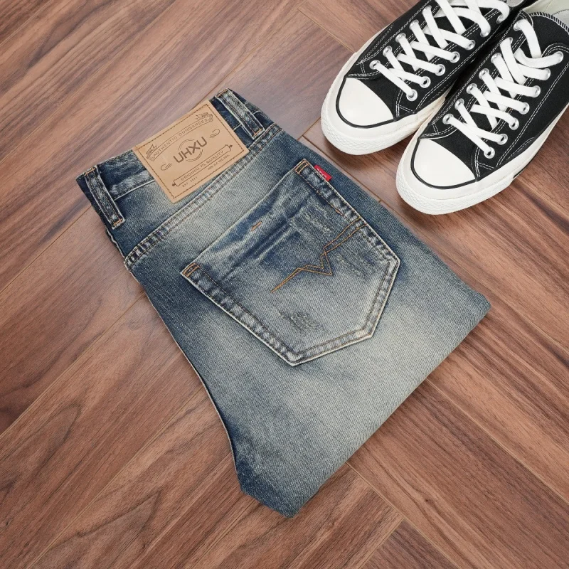 New autumn men's pants with a distressed vintage look, men's retro nostalgic jeans, slim straight pants, popular designer menswe
New autumn men's pants with a distressed vintage look, men's retro nostalgic jeans, slim straight pants, popular designer menswe