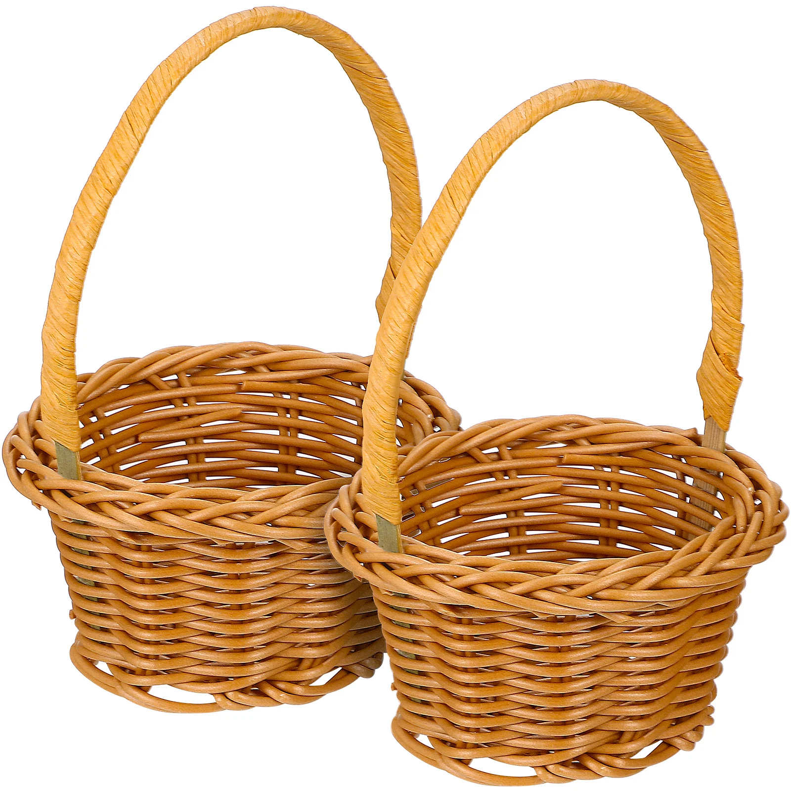 2 pcs Mini Storage Baskets Handwoven Imitation Rattan Portable Handle Design Decorative Room Tea Party Rustic Style
2 pcs Mini Storage Baskets Handwoven Imitation Rattan Portable Handle Design Decorative Room Tea Party Rustic Style