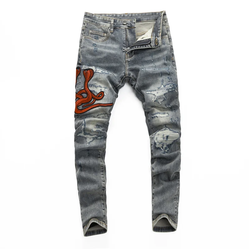 High Street Designer Fashion Men Jeans Retro Washed Blue Stretch Skinny Fit Patched Ripped Jeans Men Brand Hip Hop Denim Pants
High Street Designer Fashion Men Jeans Retro Washed Blue Stretch Skinny Fit Patched Ripped Jeans Men Brand Hip Hop Denim Pants