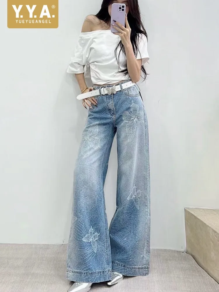Spring New Women Diamond Embroidery Butterfly Jeans Loose Full Length Straight Flared Denim Pant High Waist Wide Leg Trousers
Spring New Women Diamond Embroidery Butterfly Jeans Loose Full Length Straight Flared Denim Pant High Waist Wide Leg Trousers