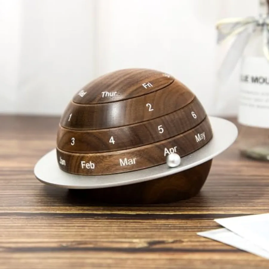 Rotating Wooden Calendar - Walnut Wood Detachable Planetary Desk Calendar, Spherical Perpetual Calendar for Home and Office Dec
Rotating Wooden Calendar - Walnut Wood Detachable Planetary Desk Calendar, Spherical Perpetual Calendar for Home and Office Dec
