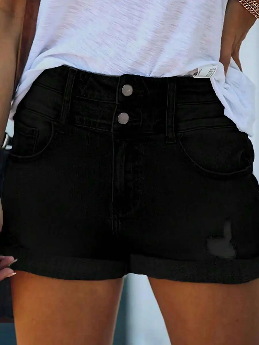 Women Ripped Button Up Rolled Hem Casual Denim Shorts
Women Ripped Button Up Rolled Hem Casual Denim Shorts
