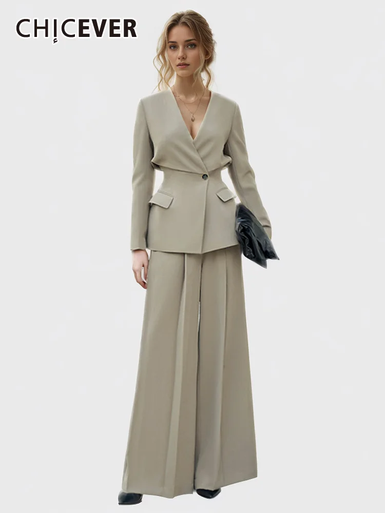 CHICEVER Elegant Two Piece Sets For Women V Neck Long Sleeve Single Button Top High Waist Straight Pants Temperament Set Female
CHICEVER Elegant Two Piece Sets For Women V Neck Long Sleeve Single Button Top High Waist Straight Pants Temperament Set Female