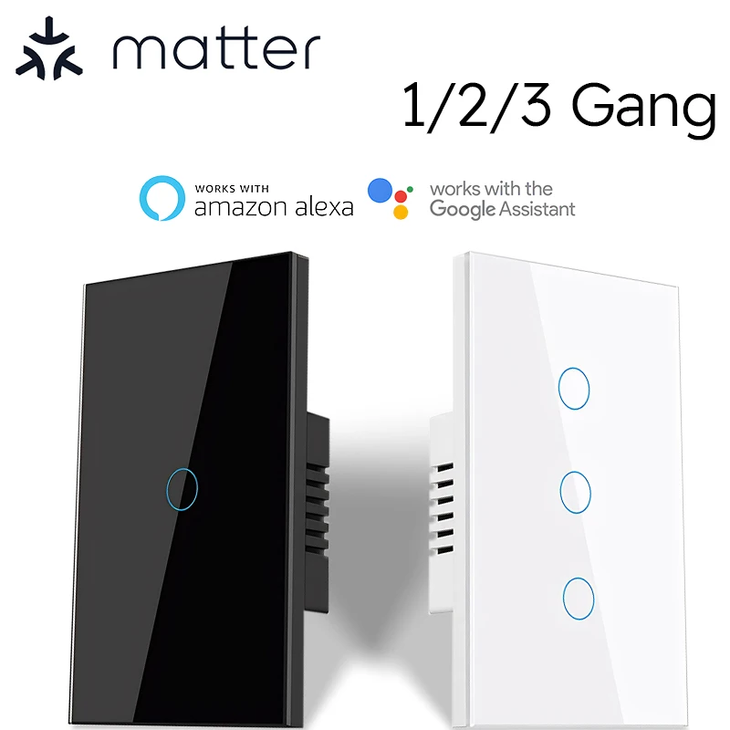 Matter Switch 120 Type Touch Smart Things Light Wall Switch WiFi Touch Sensor Remoted Control by Google Home Siri Alexa
Matter Switch 120 Type Touch Smart Things Light Wall Switch WiFi Touch Sensor Remoted Control by Google Home Siri Alexa