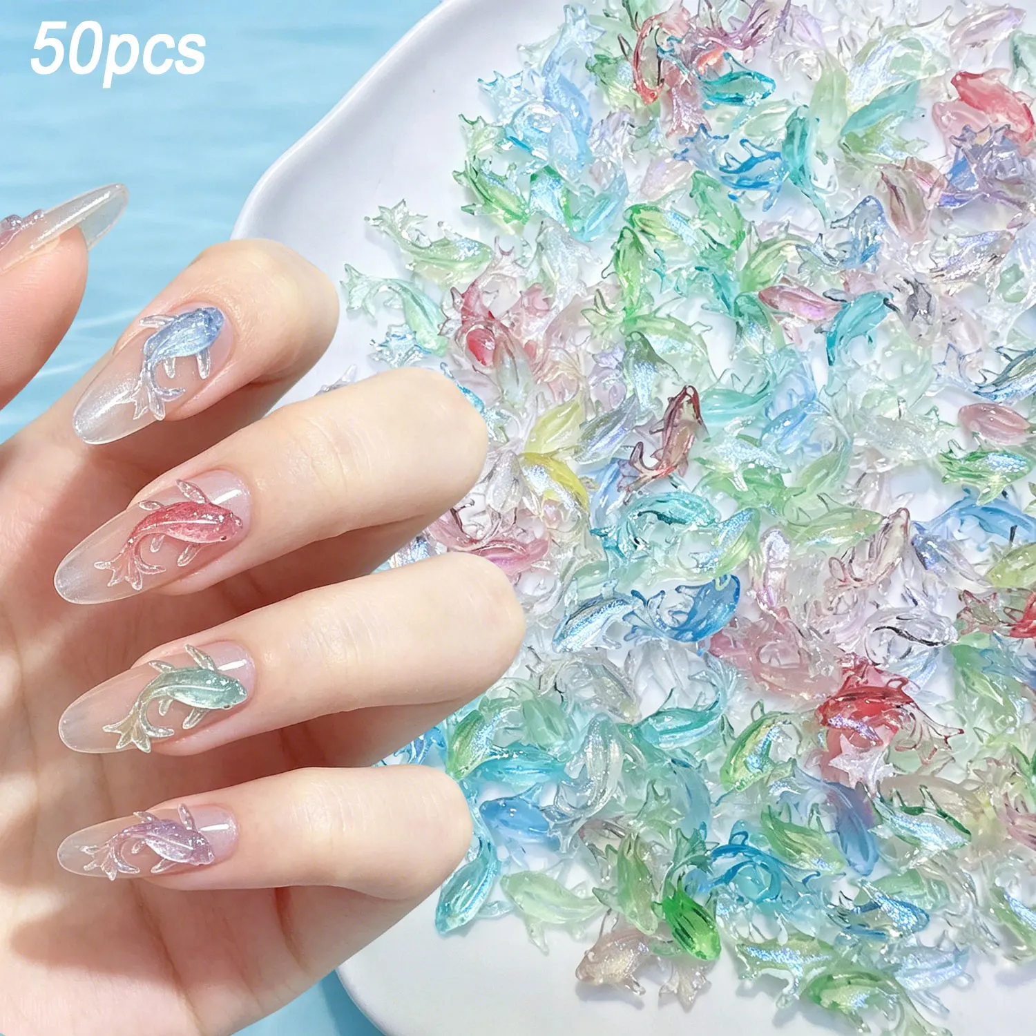 50pcs Cute 3D Ice Transparen Fish Nail Rhinestones Iridescent Glitter Fish Nail Charms Summer Ocean Flatback Crystal Nail Decora
50pcs Cute 3D Ice Transparen Fish Nail Rhinestones Iridescent Glitter Fish Nail Charms Summer Ocean Flatback Crystal Nail Decora