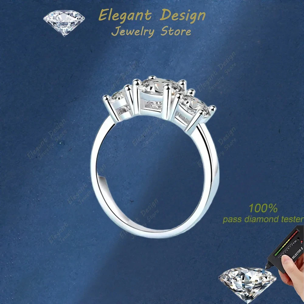 Элегантный магазин, кольцо с тремя муассанитами на 2 карата для женщин, дизайнерские украшения, роскошное ювелирное обручальное кольцо из белого золота 18 карат 
Элегантный магазин, кольцо с тремя муассанитами на 2 карата для женщин, дизайнерские украшения, роскошное ювелирное обручальное кольцо из белого золота 18 карат