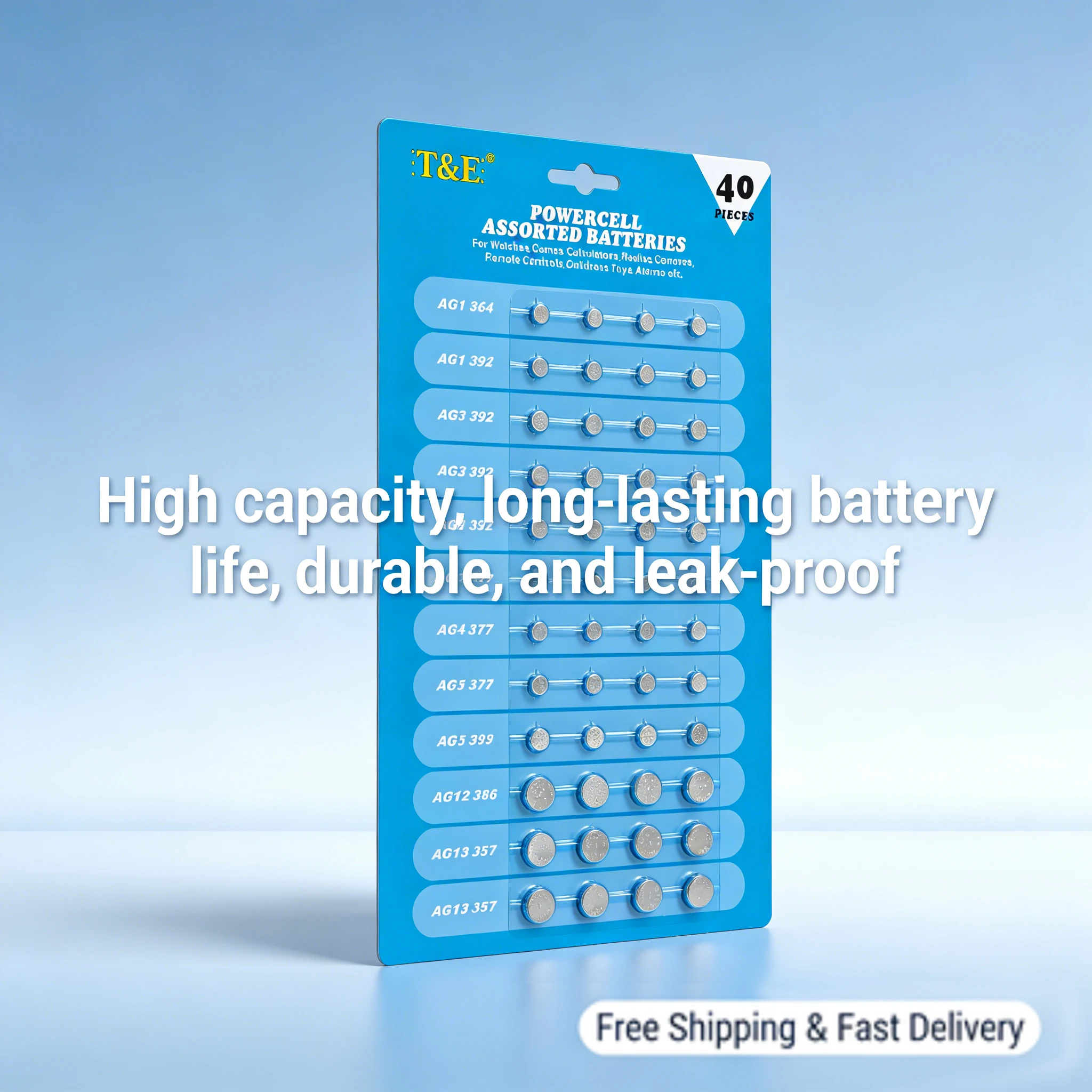 40Pcs Mixed 1.55V Button Cell Batteries AG1 AG3 AG4 AG5 AG12 AG13 LR44 SR44 Alkaline Coin Cell Pack for Electronics
40Pcs Mixed 1.55V Button Cell Batteries AG1 AG3 AG4 AG5 AG12 AG13 LR44 SR44 Alkaline Coin Cell Pack for Electronics