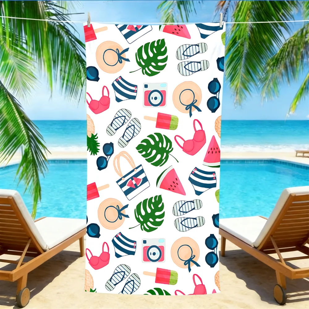 Пляжное полотенце Summer Vacation Icon – большое, быстросохнущее, не впитывает песок, с принтом арбузов и пальм
Пляжное полотенце Summer Vacation Icon – большое, быстросохнущее, не впитывает песок, с принтом арбузов и пальм