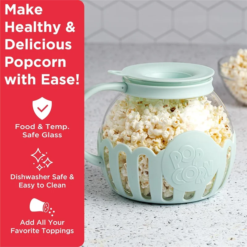 ABZC-Popcorn Popper With Temperature Safe Glass, Lid Measures Kernels And Melts Butter, Microwave Compatible, Dishwasher Safe
ABZC-Popcorn Popper With Temperature Safe Glass, Lid Measures Kernels And Melts Butter, Microwave Compatible, Dishwasher Safe