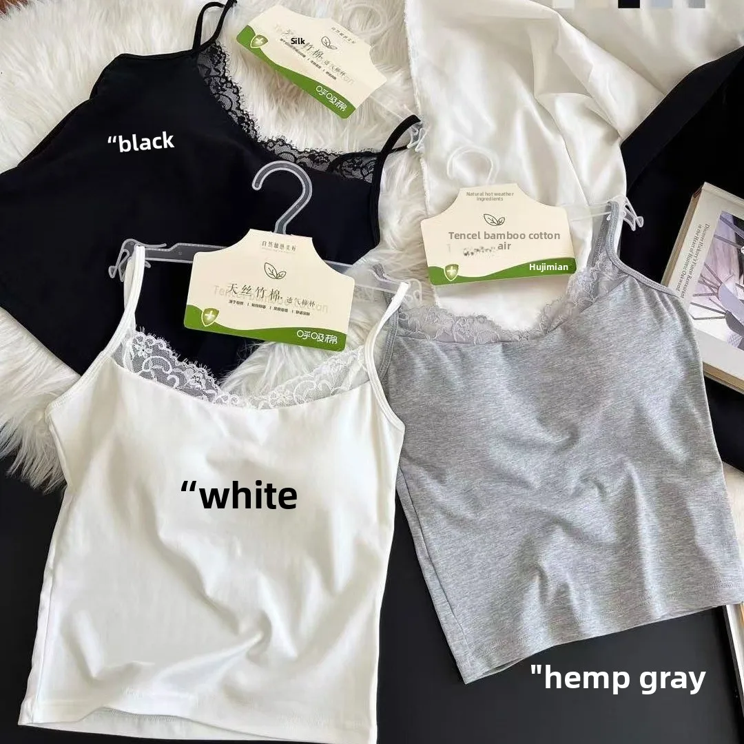 Comfortable Bamboo Cotton Fixed Cup One-Piece Strap Vest Breathable Lace Thin Strap Inner Wear Tank Top
Comfortable Bamboo Cotton Fixed Cup One-Piece Strap Vest Breathable Lace Thin Strap Inner Wear Tank Top
