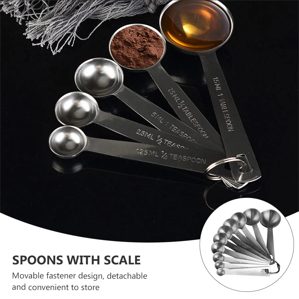 Mixing Measuring Spoon Set Scoops Stainless Steel Spoons Nesting Teaspoons with Scale
Mixing Measuring Spoon Set Scoops Stainless Steel Spoons Nesting Teaspoons with Scale