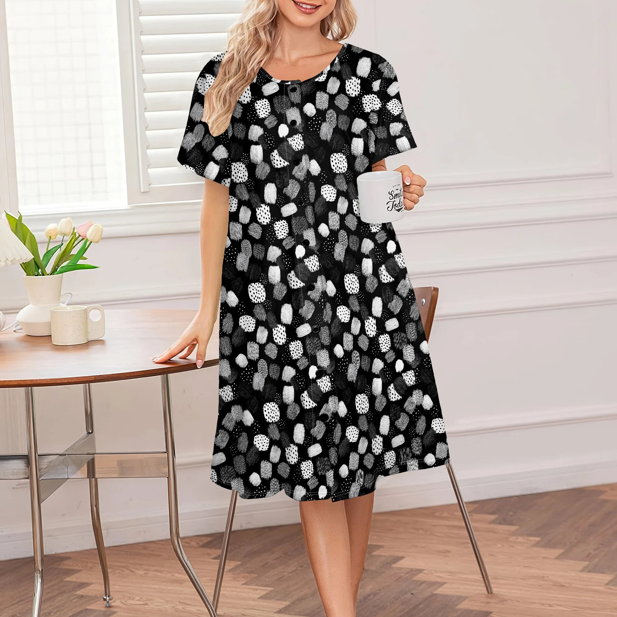 Abstract Polka Dot Print Plus Size Dress Women's Casual Button-Down Summer Dress S-3XL Daily or Weekend Wear
Abstract Polka Dot Print Plus Size Dress Women's Casual Button-Down Summer Dress S-3XL Daily or Weekend Wear